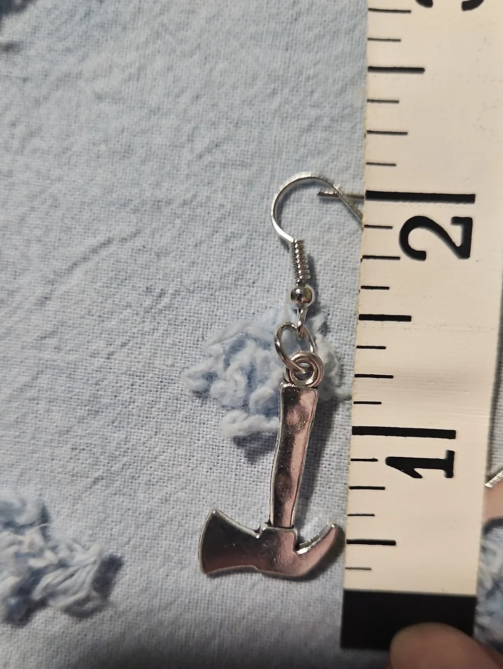 Silver Axe Drop Earring